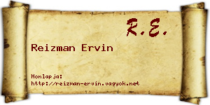 Reizman Ervin névjegykártya